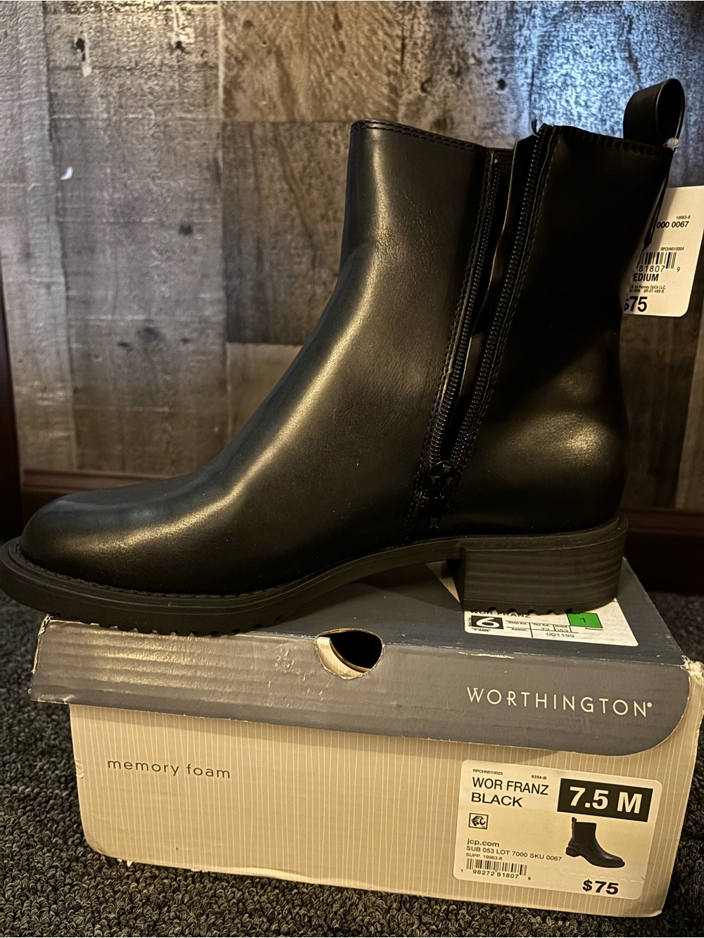 Worthington Black Faux-Leather Ankle Booties